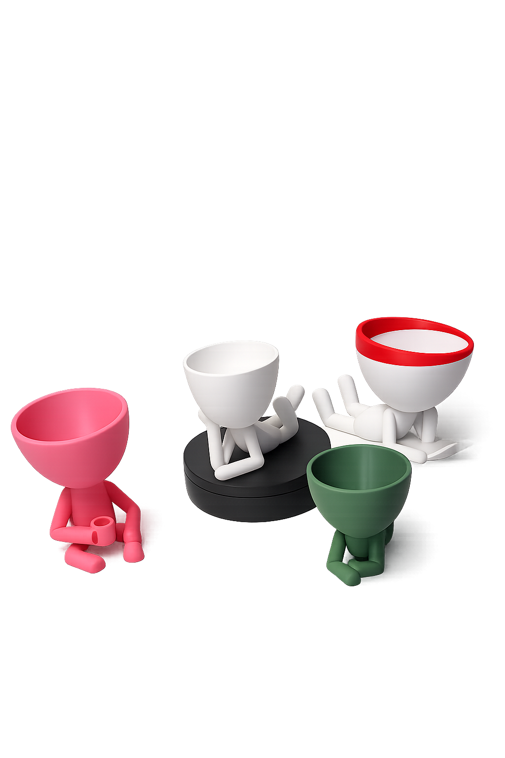Dekorativer Pflanzentopf „Sitzende Figur“ aus dem 3D-Drucker