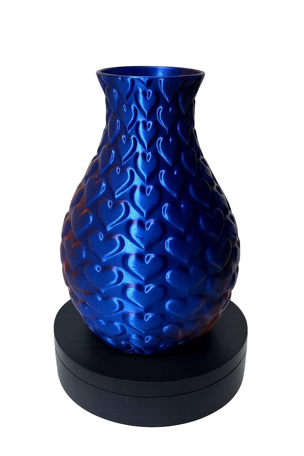 Designvase „Herzstruktur“ – Dekorative Vase in Metallic-Blau
