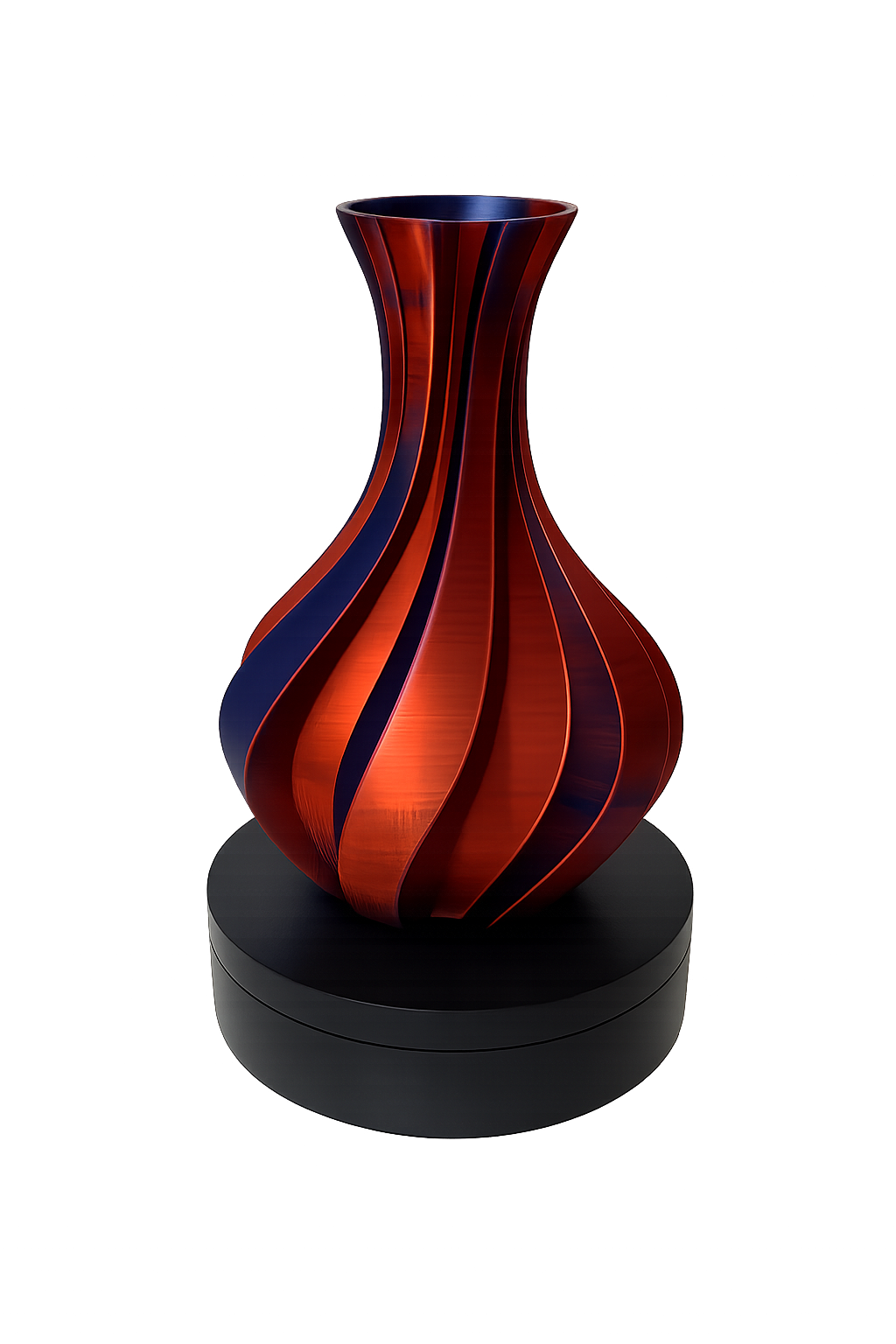 Designvase „Twist“ – Elegante Vase in Rot-Blau Metallic
