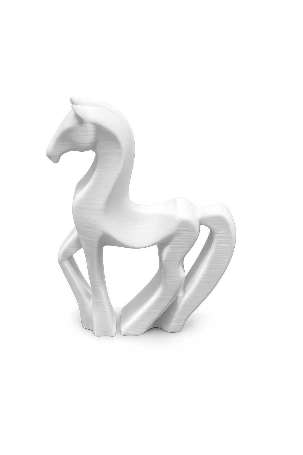 Moderne Pferdefigur Deko – Minimalistische Skulptur in Weiß, Elegantes Wohnaccessoire