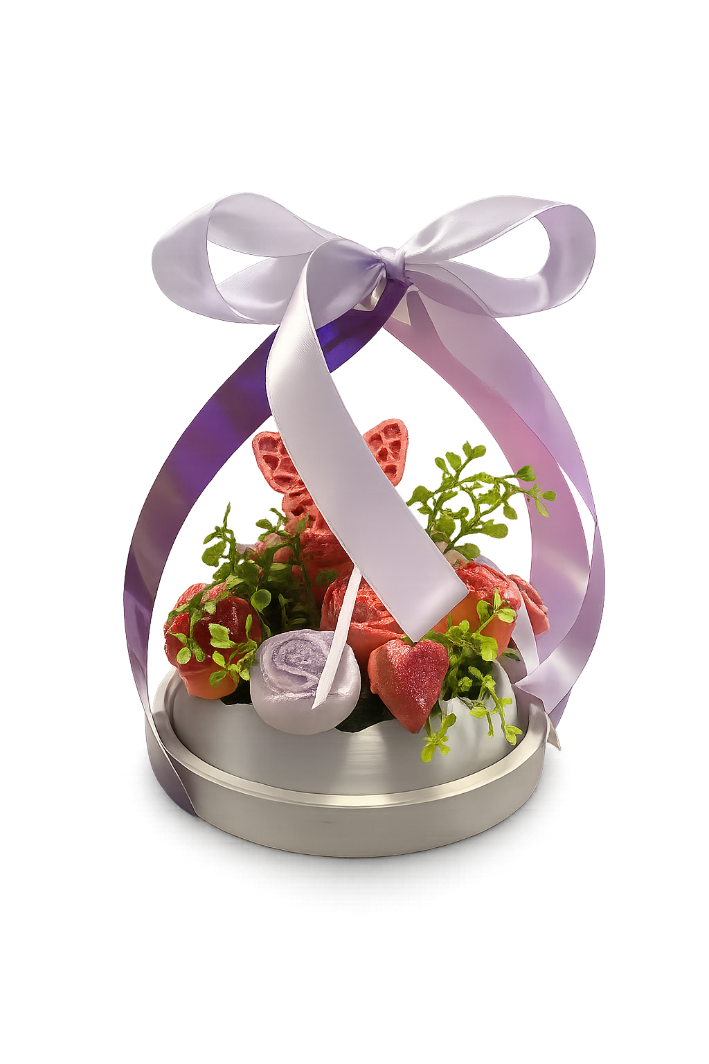 Handgemachtes Geschenkset mit Deko-Seifen & Erdbeer-Design – Personalisierbare Geschenkbox mit Schleife